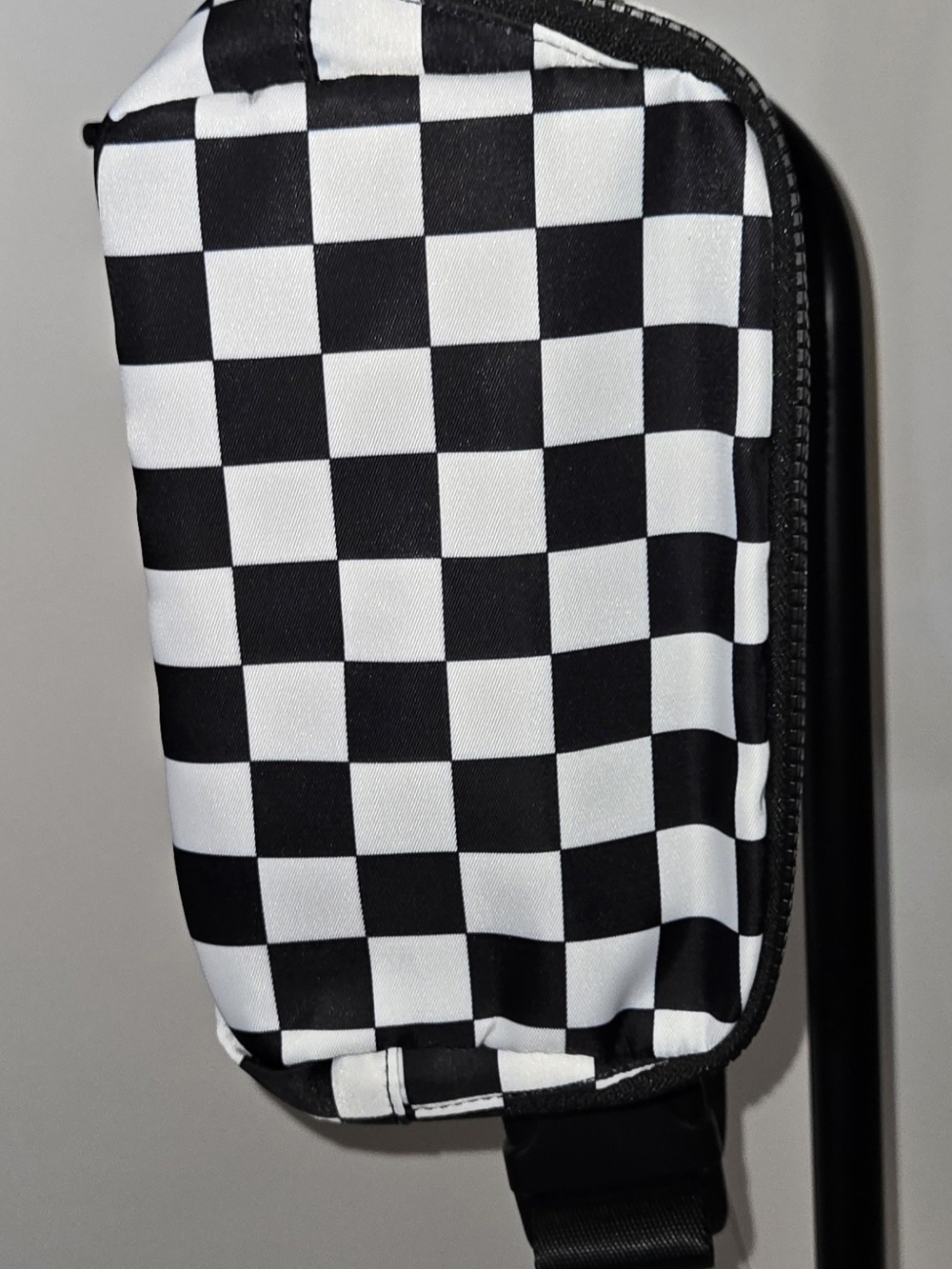 Source Unknown Black and White Checkerboard Crossbody Bag